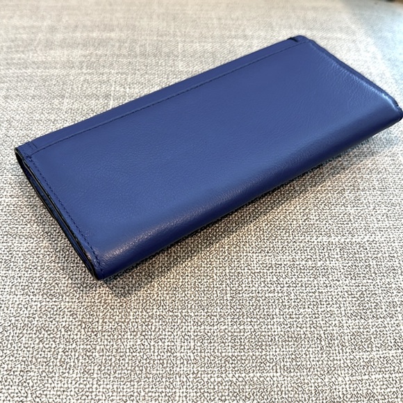 COACH-Top Stitched Bifold Wallet Womens Leather Snap-Royal blue - Picture 2 of 11